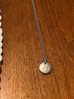 Tiffany & Co. Silver Round Initial 'S' Pendant Necklace